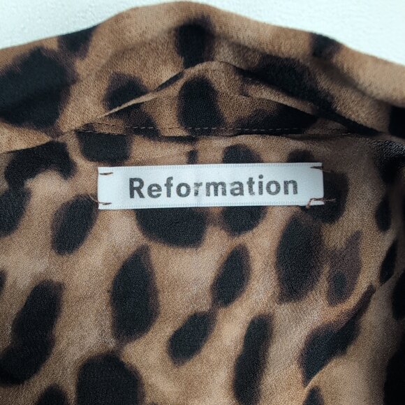 Reformation Leopard Print Button-Down Blouse Sz M - Picture 5 of 12